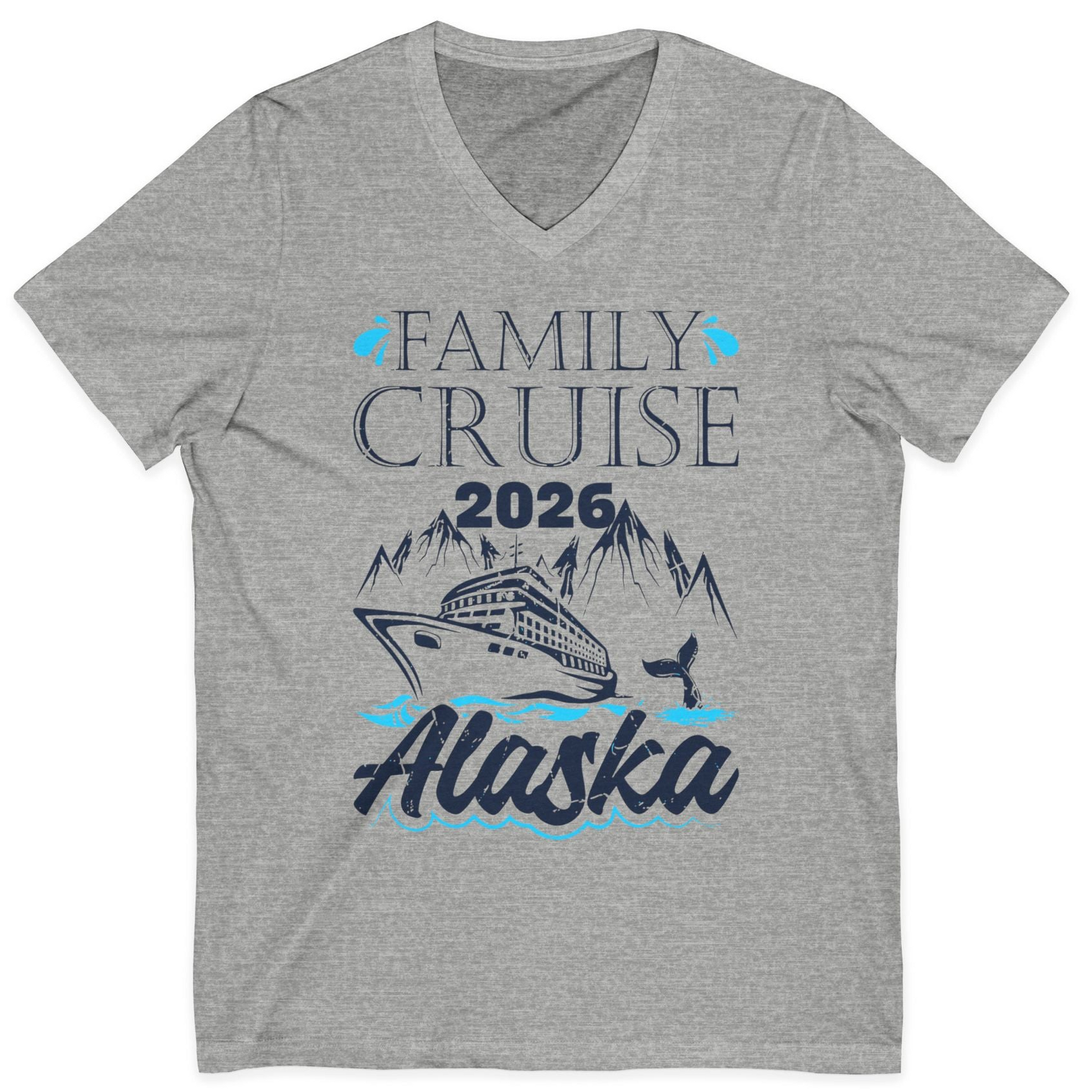 Alaska Family Cruise Shirt V-Neck Shirt – Athletic Heather – Alaska Cruise Shirts