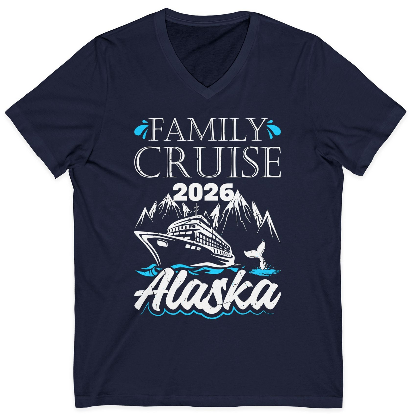 Alaska Family Cruise Shirt V-Neck Shirt – Navy – Alaska Cruise Shirts