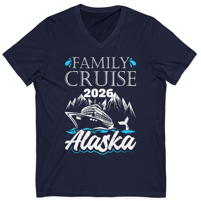Alaska Family Cruise Shirt V-Neck Shirt – Navy – Alaska Cruise Shirts
