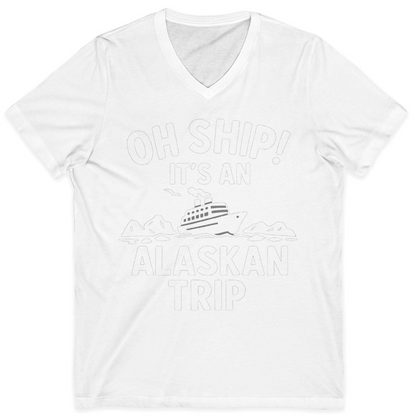 Oh Ship Alaskan Cruise Shirt V-Neck Shirt – White – Alaska Cruise Shirts