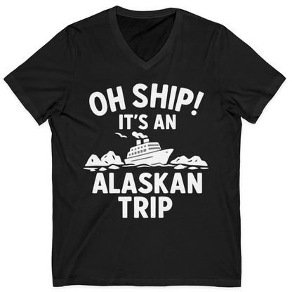 Oh Ship Alaskan Cruise Shirt V-Neck Shirt – Black – Alaska Cruise Shirts