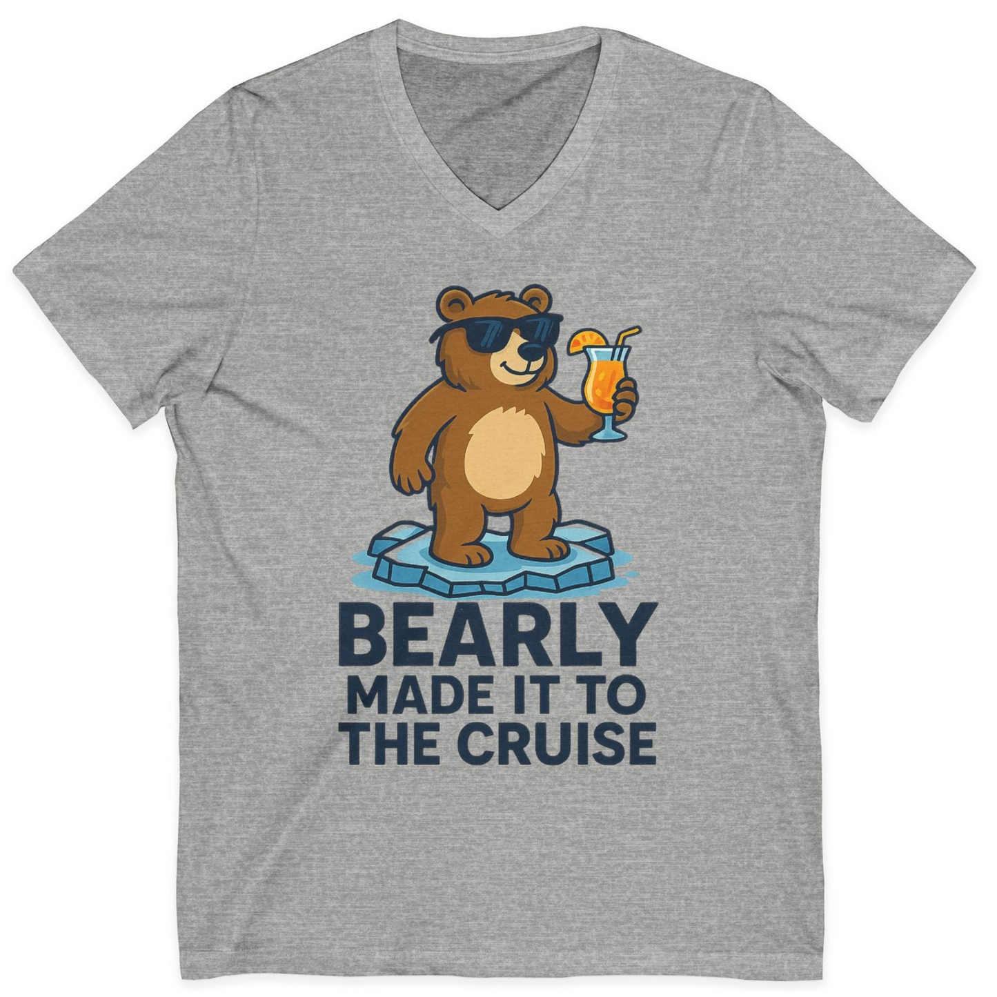 Bear Cruise Shirt V-Neck Shirt – Athletic Heather – Alaska Cruise Shirts
