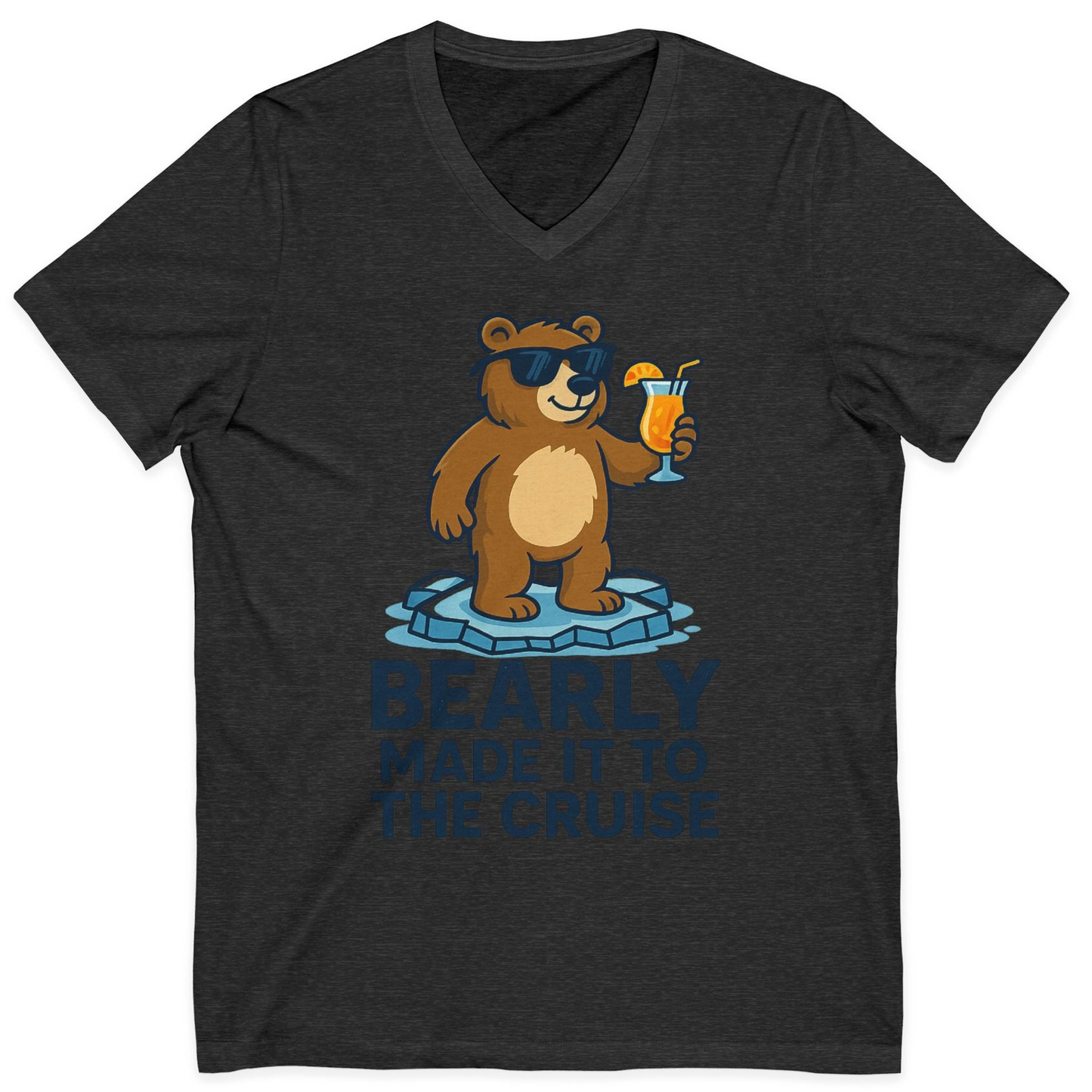 Bear Cruise Shirt V-Neck Shirt – Dark Grey Heather – Alaska Cruise Shirts