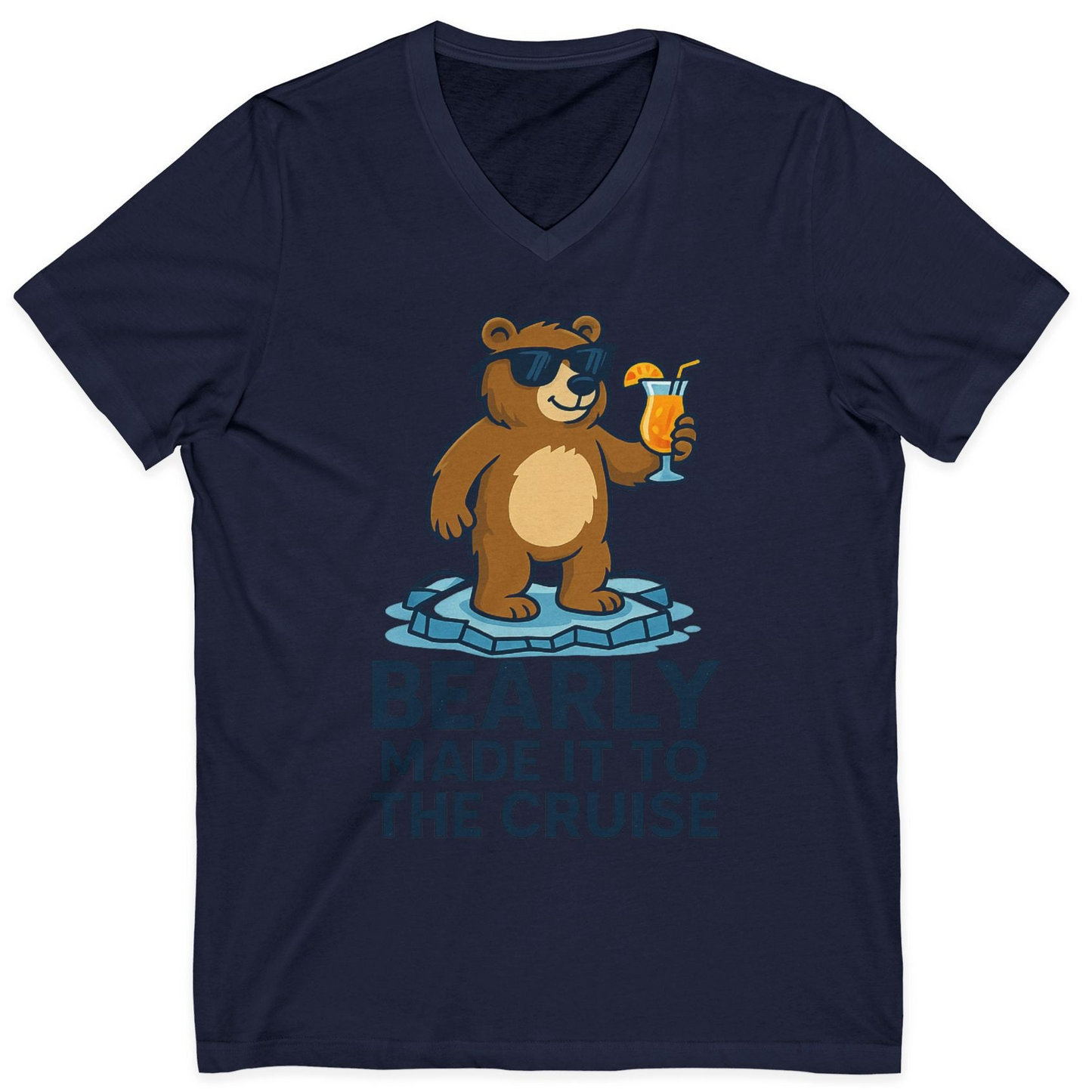 Bear Cruise Shirt V-Neck Shirt – Navy – Alaska Cruise Shirts