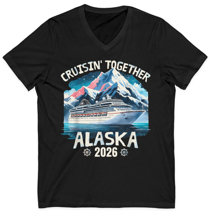 Alaska Cruise 2026 Shirt V-Neck Shirt – Black – Alaska Cruise Shirts