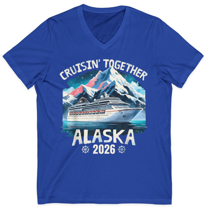 Alaska Cruise 2026 Shirt V-Neck Shirt – True Royal – Alaska Cruise Shirts
