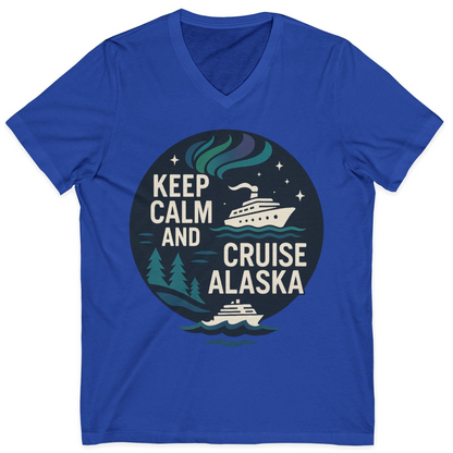 Keep Calm Cruise Alaska Shirt V-Neck Shirt – True Royal – Alaska Cruise Shirts