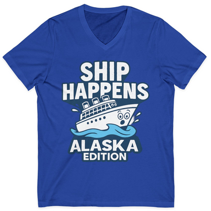 Ship Happens Alaska Cruise Shirt V-Neck Shirt – True Royal – Alaska Cruise Shirts