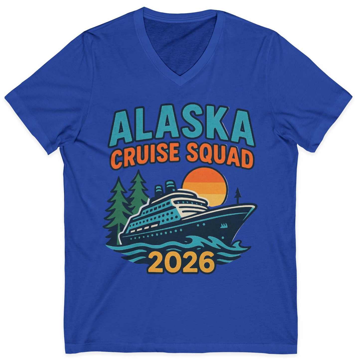 Alaska Cruise Squad Shirt V-Neck Shirt – True Royal – Alaska Cruise Shirts