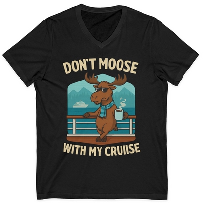 Funny Moose on Alaska Cruise Ship Shirt V-Neck Shirt – Black – Alaska Cruise Shirts