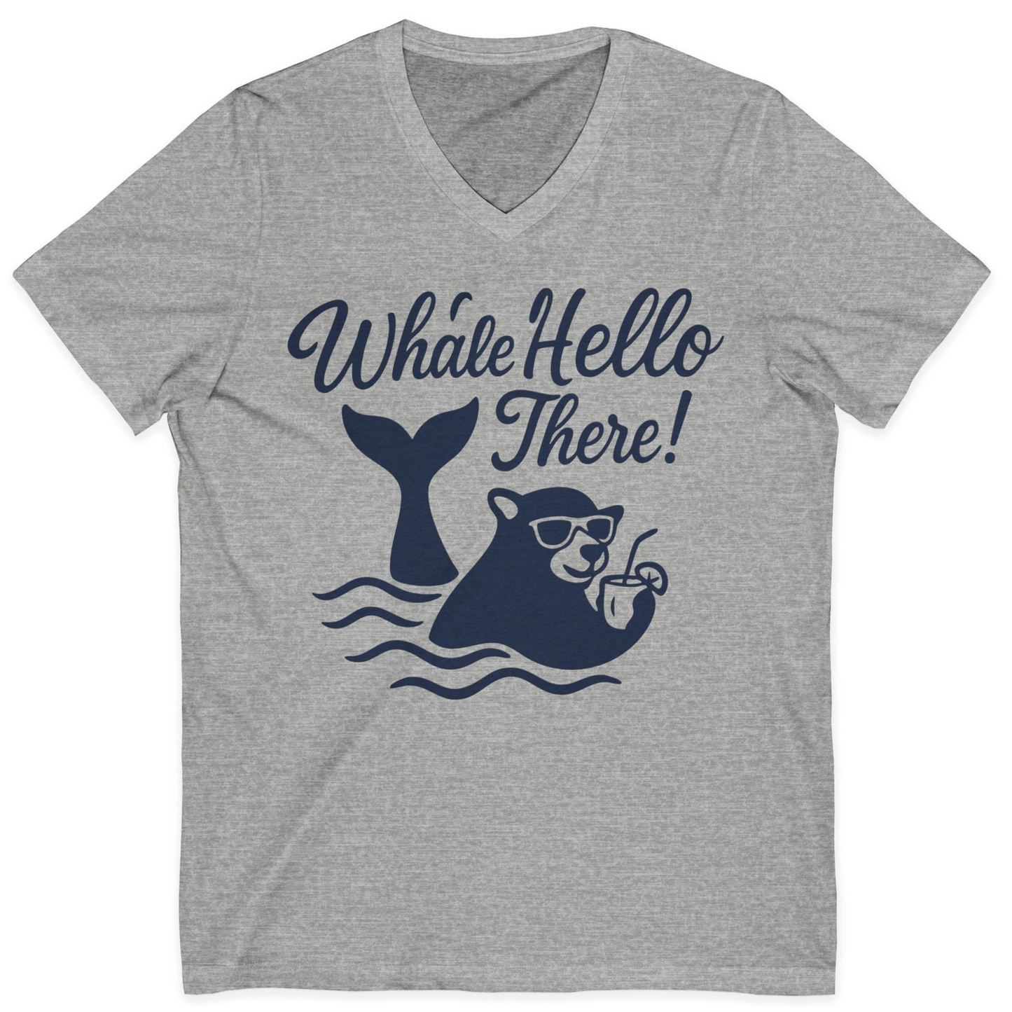 Whale Hello There Shirt V-Neck Shirt – Athletic Heather – Alaska Cruise Shirts