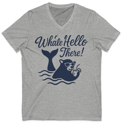 Whale Hello There Shirt V-Neck Shirt – Athletic Heather – Alaska Cruise Shirts