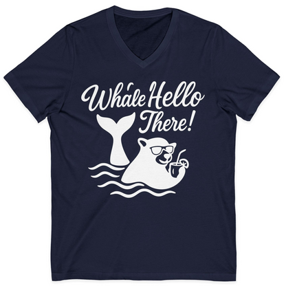 Whale Hello There Shirt V-Neck Shirt – Navy – Alaska Cruise Shirts
