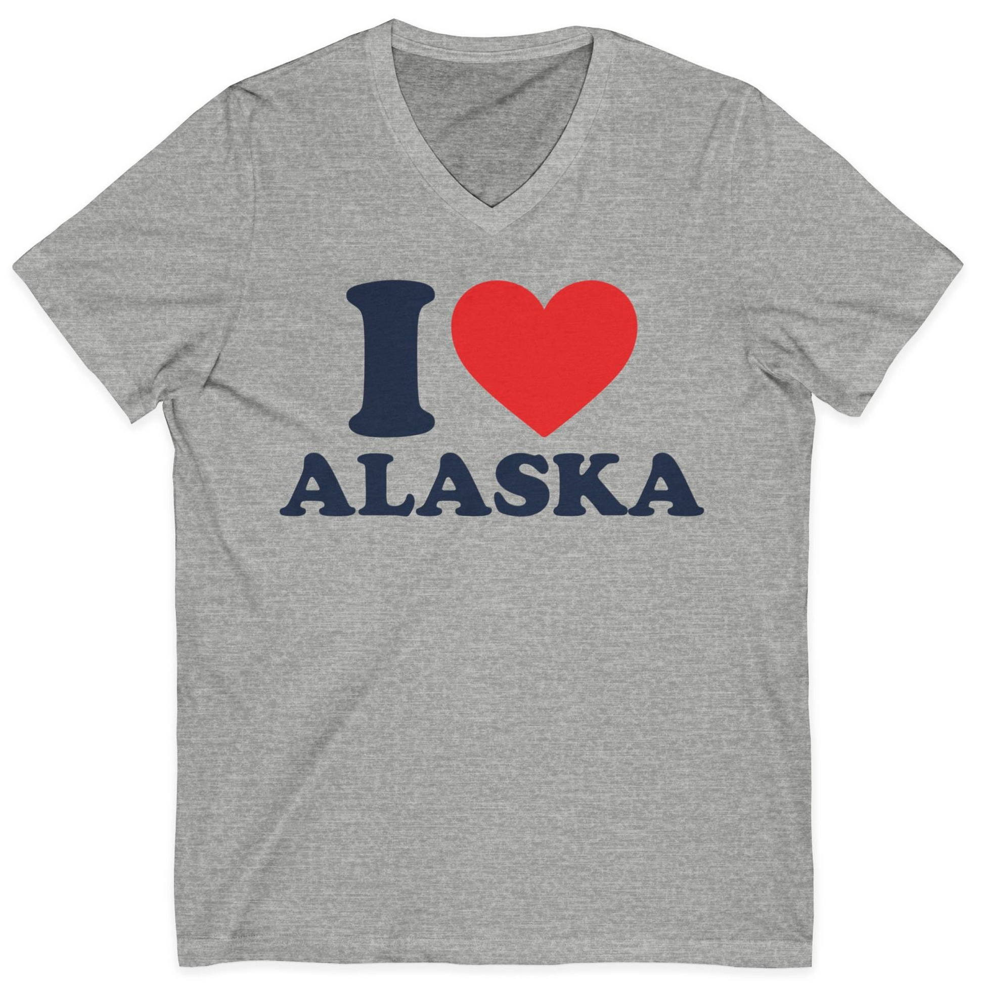 I Love Alaska Shirt V-Neck Shirt – Athletic Heather – Alaska Cruise Shirts