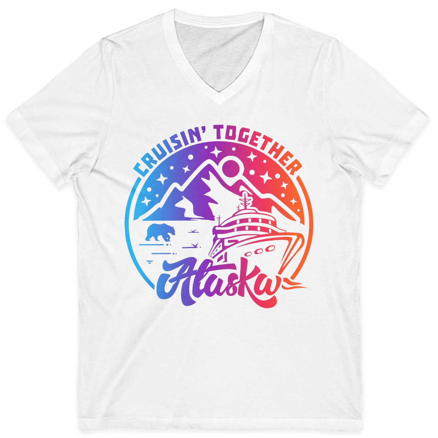 Alaska Cruise Shirt V-Neck Shirt – White – Alaska Cruise Shirts