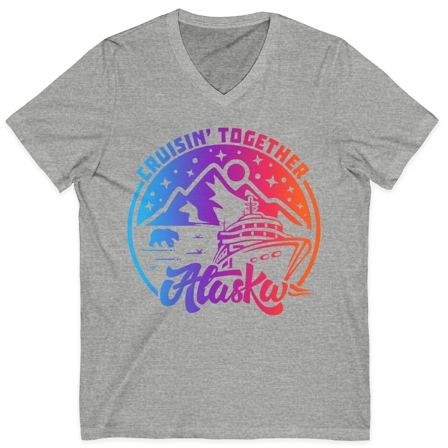 Alaska Cruise Shirt V-Neck Shirt – Athletic Heather – Alaska Cruise Shirts