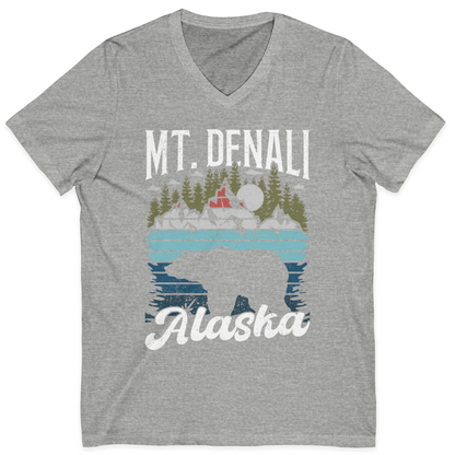 Mt Denali Alaska Bear Wilderness Shirt V-Neck Shirt – Athletic Heather – Alaska Cruise Shirts