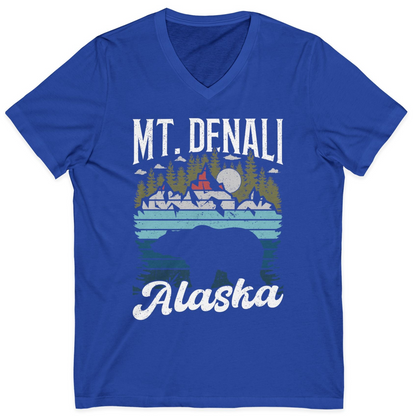 Mt Denali Alaska Bear Wilderness Shirt V-Neck Shirt – True Royal – Alaska Cruise Shirts
