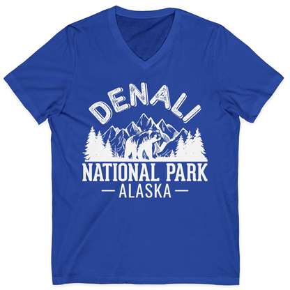 Denali National Park Bear Mountains Vintage Alaska Nature Shirt — V-Neck V-Neck Shirt – True Royal – Alaska Cruise Shirts