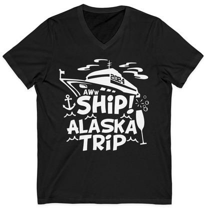 Aww Ship Alaska Cruise Shirt V-Neck Shirt – Black – Alaska Cruise Shirts