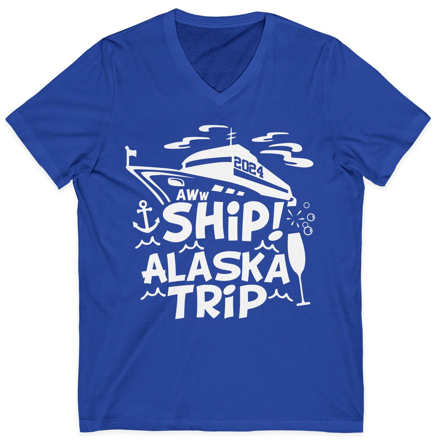 Aww Ship Alaska Cruise Shirt V-Neck Shirt – True Royal – Alaska Cruise Shirts