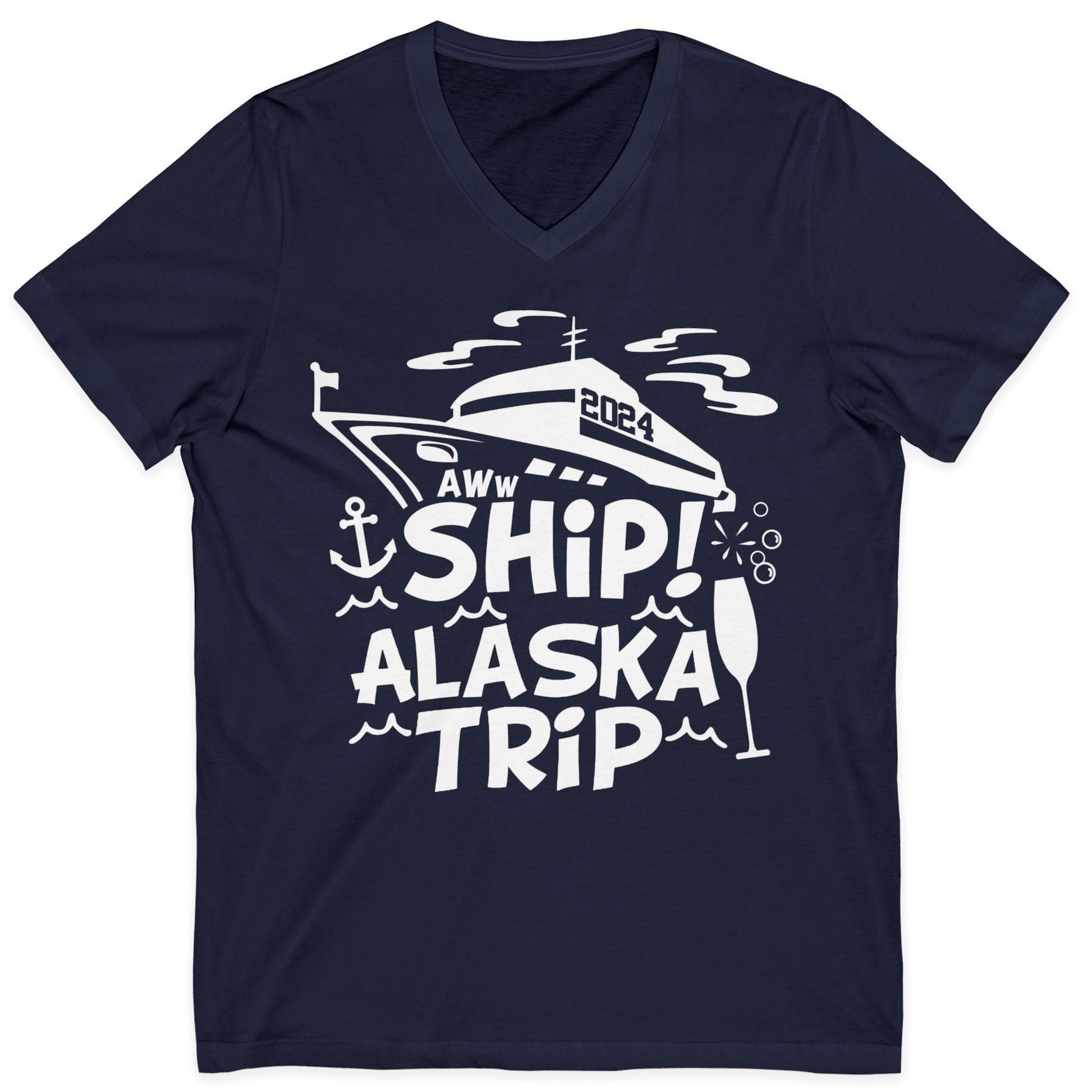 Aww Ship Alaska Cruise Shirt V-Neck Shirt – Navy – Alaska Cruise Shirts