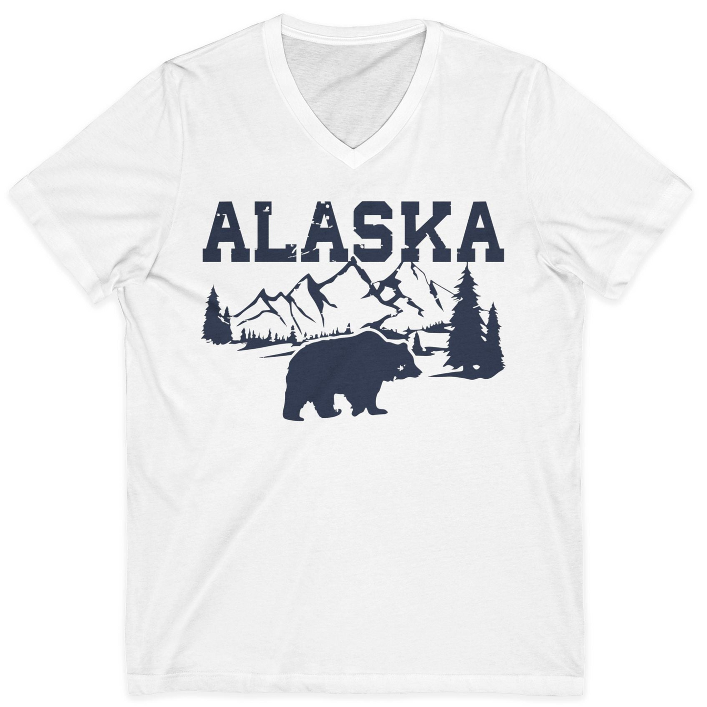 Alaska Bear Shirt V-Neck Shirt – White – Alaska Cruise Shirts