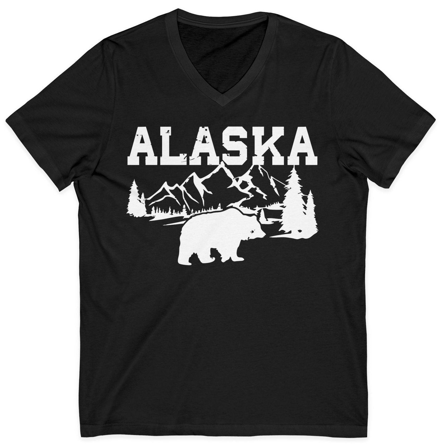 Alaska Bear Shirt V-Neck Shirt – Black – Alaska Cruise Shirts