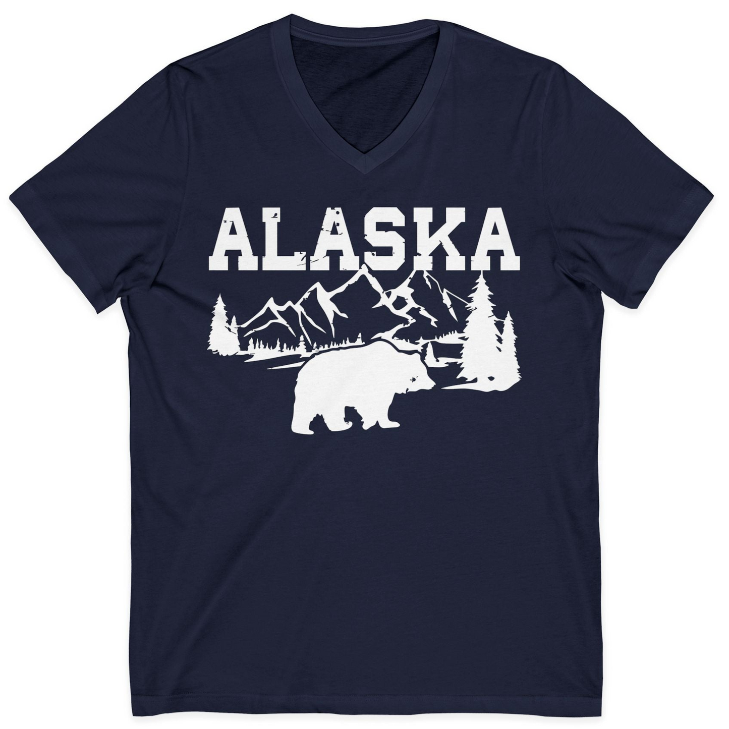 Alaska Bear Shirt V-Neck Shirt – Navy – Alaska Cruise Shirts