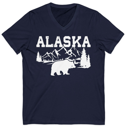Alaska Bear Shirt V-Neck Shirt – Navy – Alaska Cruise Shirts