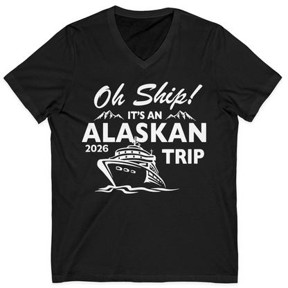 Oh Ship Alaskan Cruise Shirt 2026 V-Neck Shirt – Black – Alaska Cruise Shirts