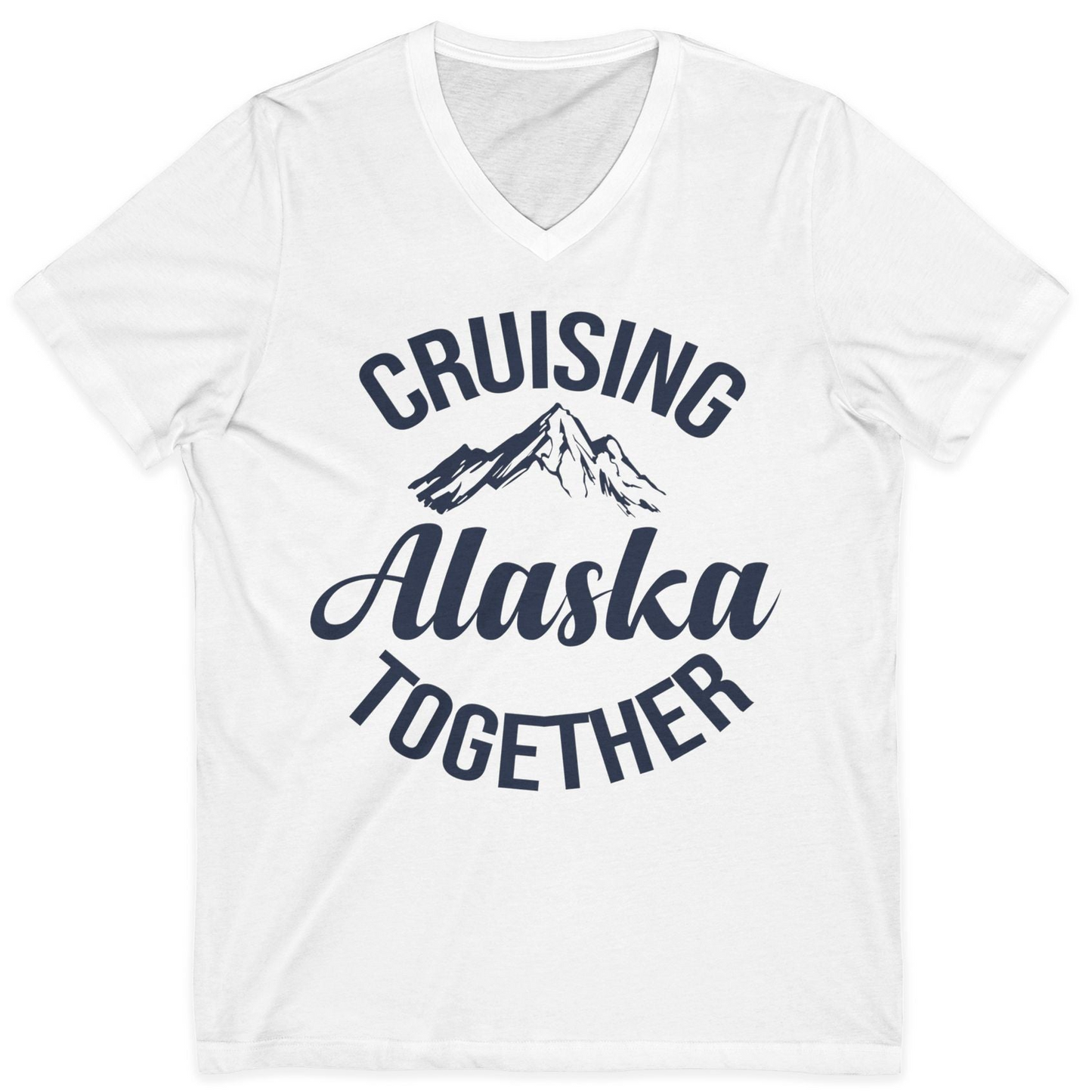 Cruising Alaska Together Mountain Adventure Travel Couples Shirt — V-Neck V-Neck Shirt – White – Alaska Cruise Shirts
