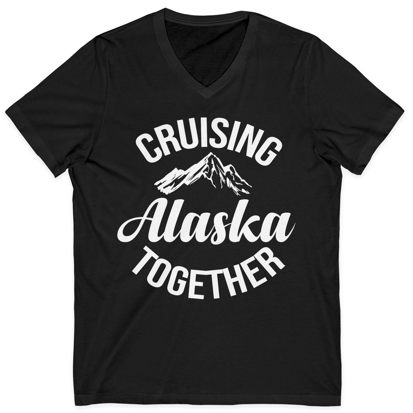 Cruising Alaska Together Mountain Adventure Travel Couples Shirt — V-Neck V-Neck Shirt – Black – Alaska Cruise Shirts