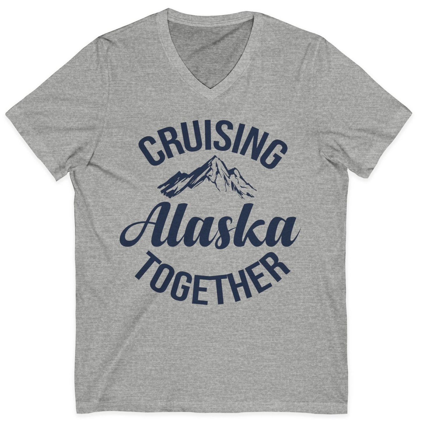 Cruising Alaska Together Mountain Adventure Travel Couples Shirt — V-Neck V-Neck Shirt – Athletic Heather – Alaska Cruise Shirts