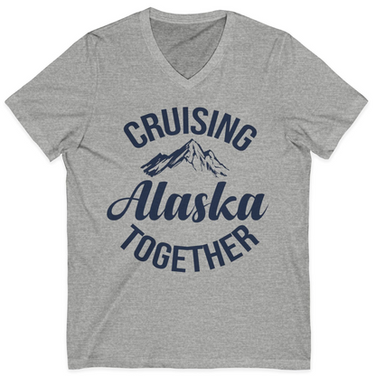 Cruising Alaska Together Mountain Adventure Travel Couples Shirt — V-Neck V-Neck Shirt – Athletic Heather – Alaska Cruise Shirts