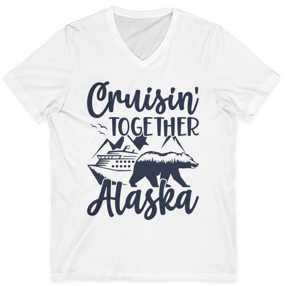 Alaska Cruise Adventure Shirt V-Neck Shirt – White – Alaska Cruise Shirts