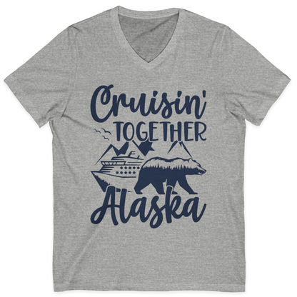 Alaska Cruise Adventure Shirt V-Neck Shirt – Athletic Heather – Alaska Cruise Shirts
