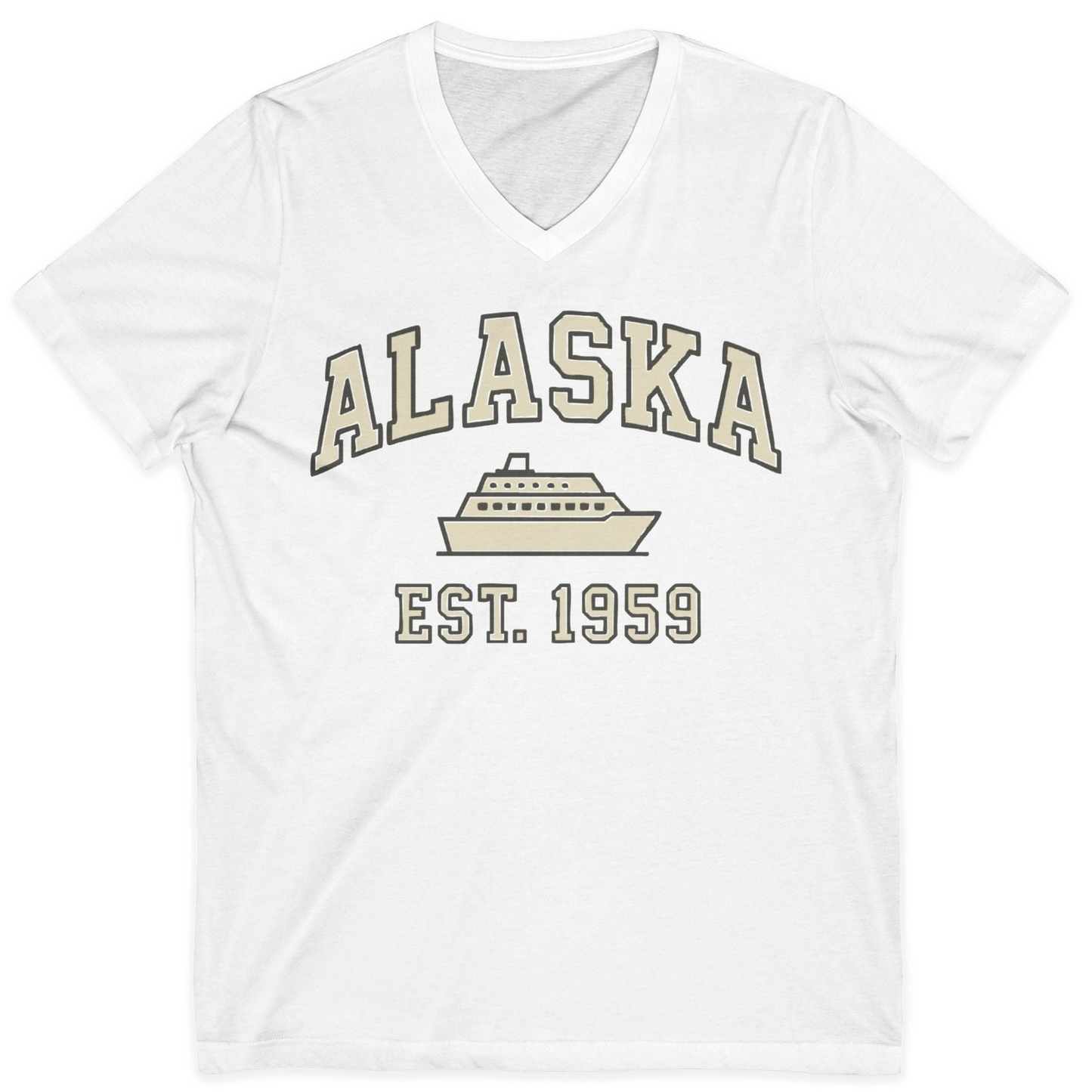 Alaska Cruise Shirt V-Neck Shirt – White – Alaska Cruise Shirts