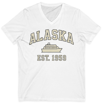 Alaska Cruise Shirt V-Neck Shirt – White – Alaska Cruise Shirts