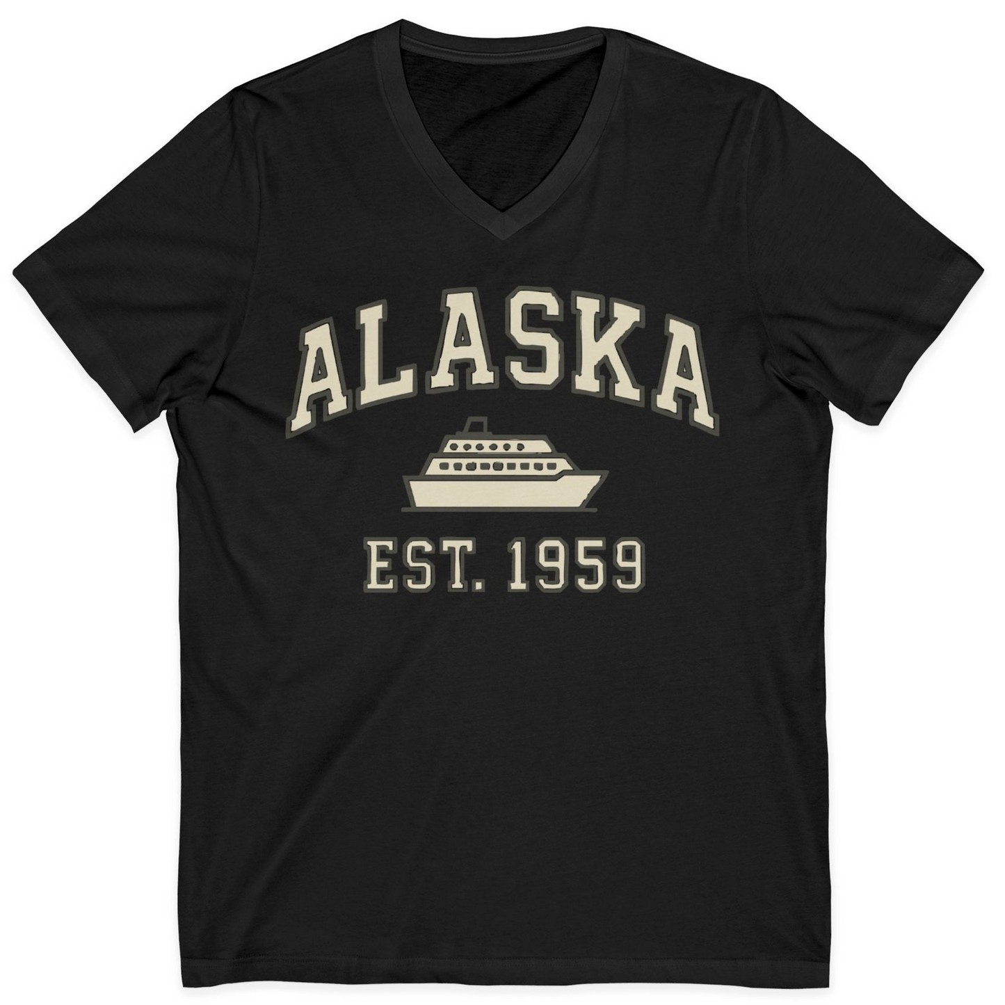 Alaska Cruise Shirt V-Neck Shirt – Black – Alaska Cruise Shirts