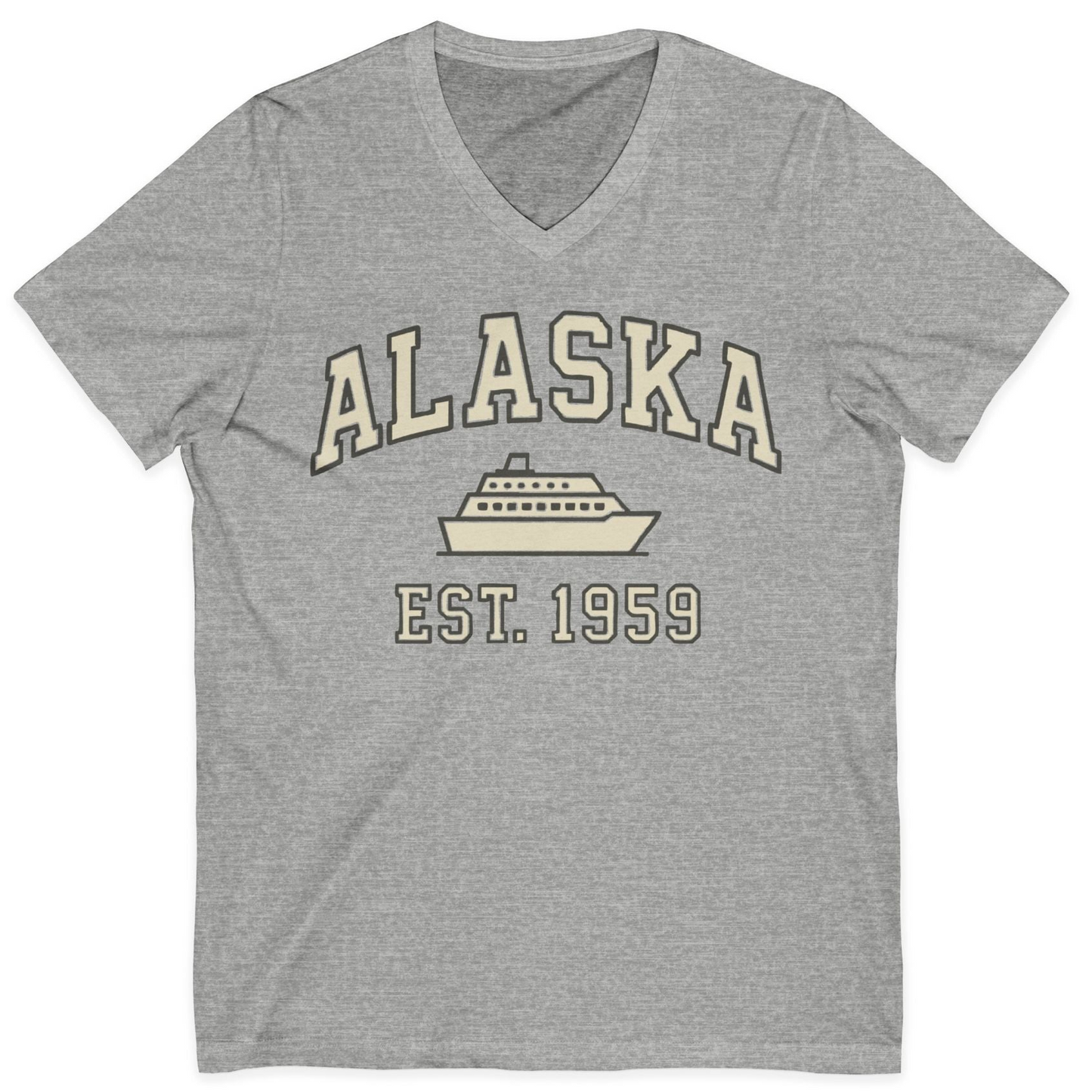 Alaska Cruise Shirt V-Neck Shirt – Athletic Heather – Alaska Cruise Shirts