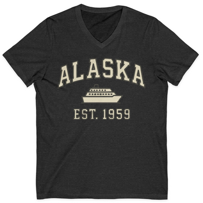Alaska Cruise Shirt V-Neck Shirt – Dark Grey Heather – Alaska Cruise Shirts