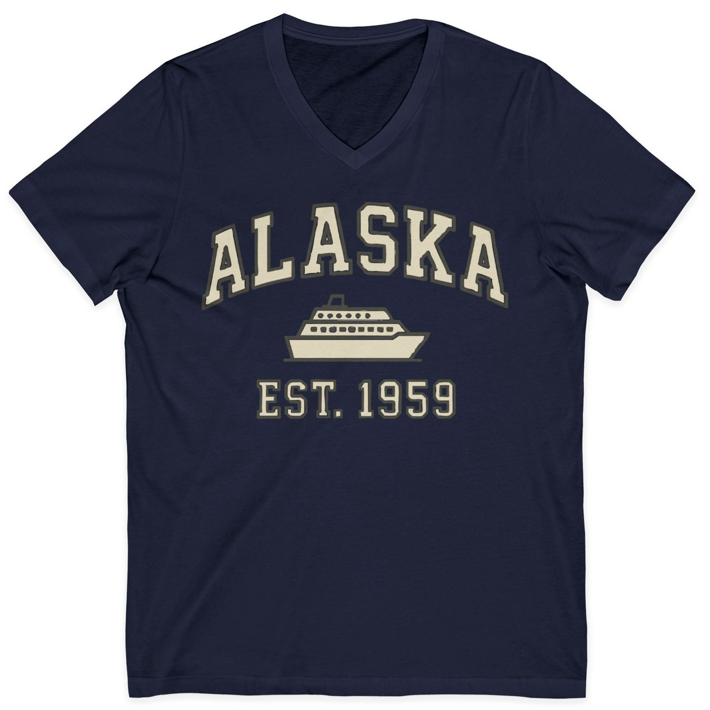Alaska Cruise Shirt V-Neck Shirt – Navy – Alaska Cruise Shirts
