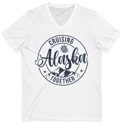 Cruising Alaska Together Shirt V-Neck Shirt – White – Alaska Cruise Shirts