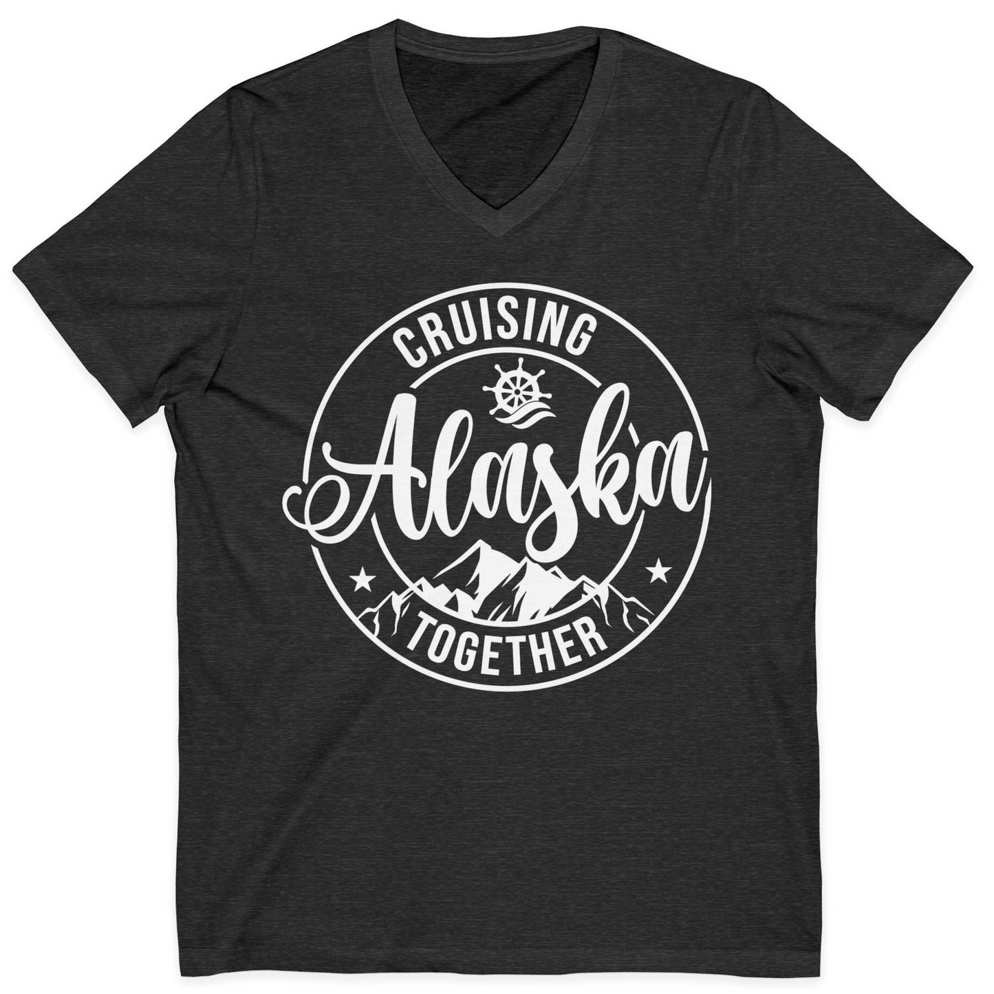 Cruising Alaska Together Shirt V-Neck Shirt – Dark Grey Heather – Alaska Cruise Shirts
