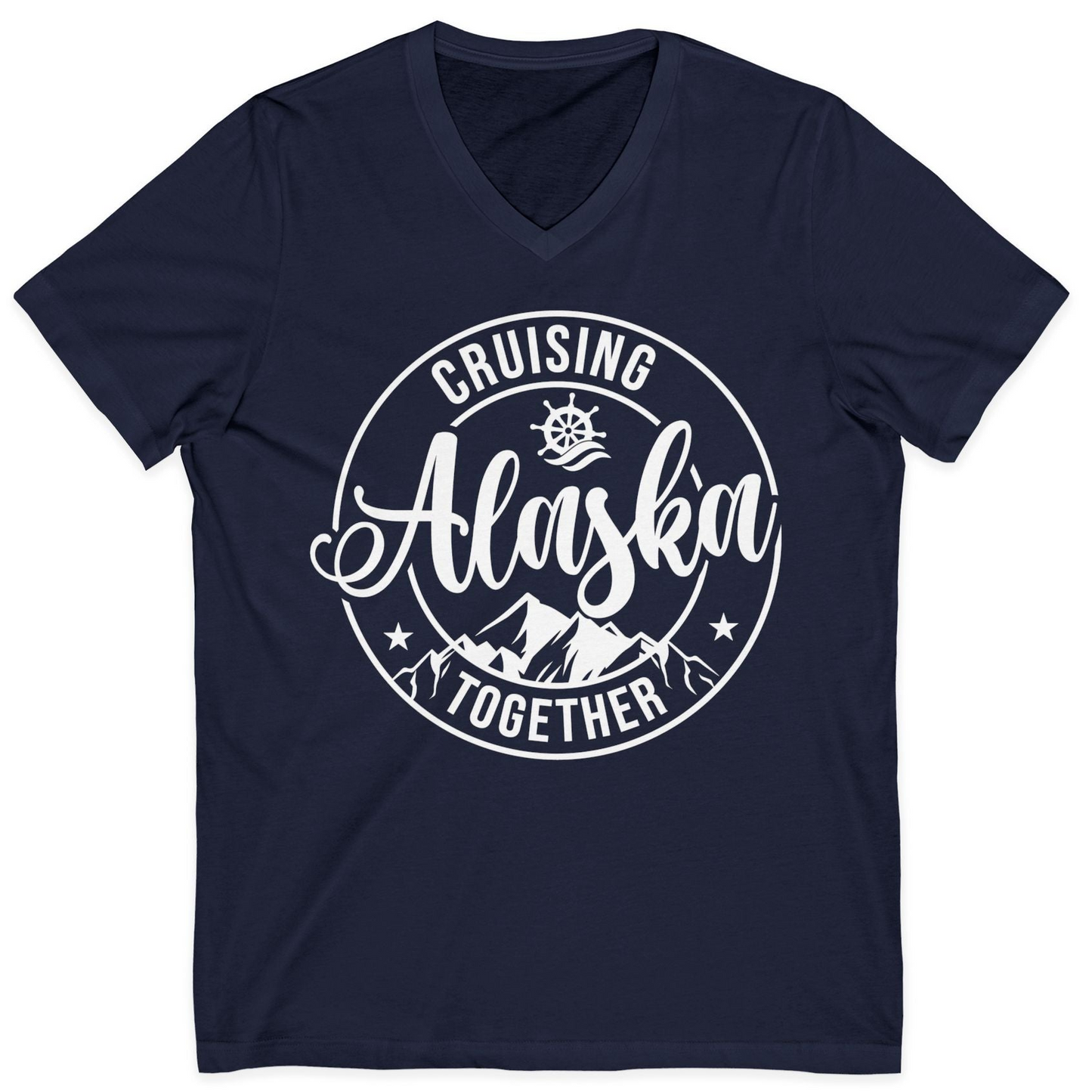 Cruising Alaska Together Shirt V-Neck Shirt – Navy – Alaska Cruise Shirts
