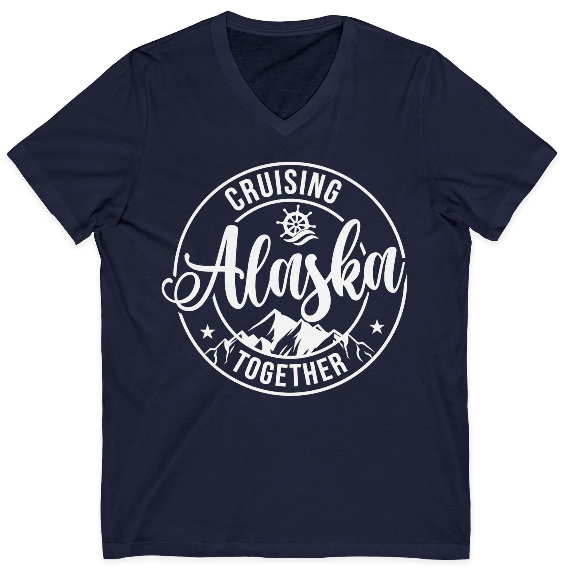 Cruising Alaska Together Shirt V-Neck Shirt – Navy – Alaska Cruise Shirts