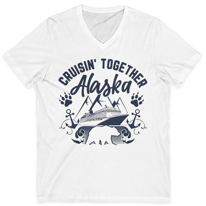 Alaska Cruise Adventure Shirt V-Neck Shirt – White – Alaska Cruise Shirts