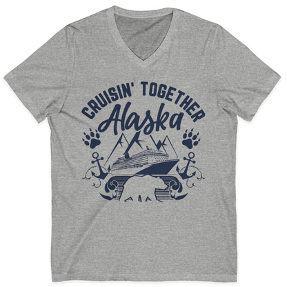 Alaska Cruise Adventure Shirt V-Neck Shirt – Athletic Heather – Alaska Cruise Shirts