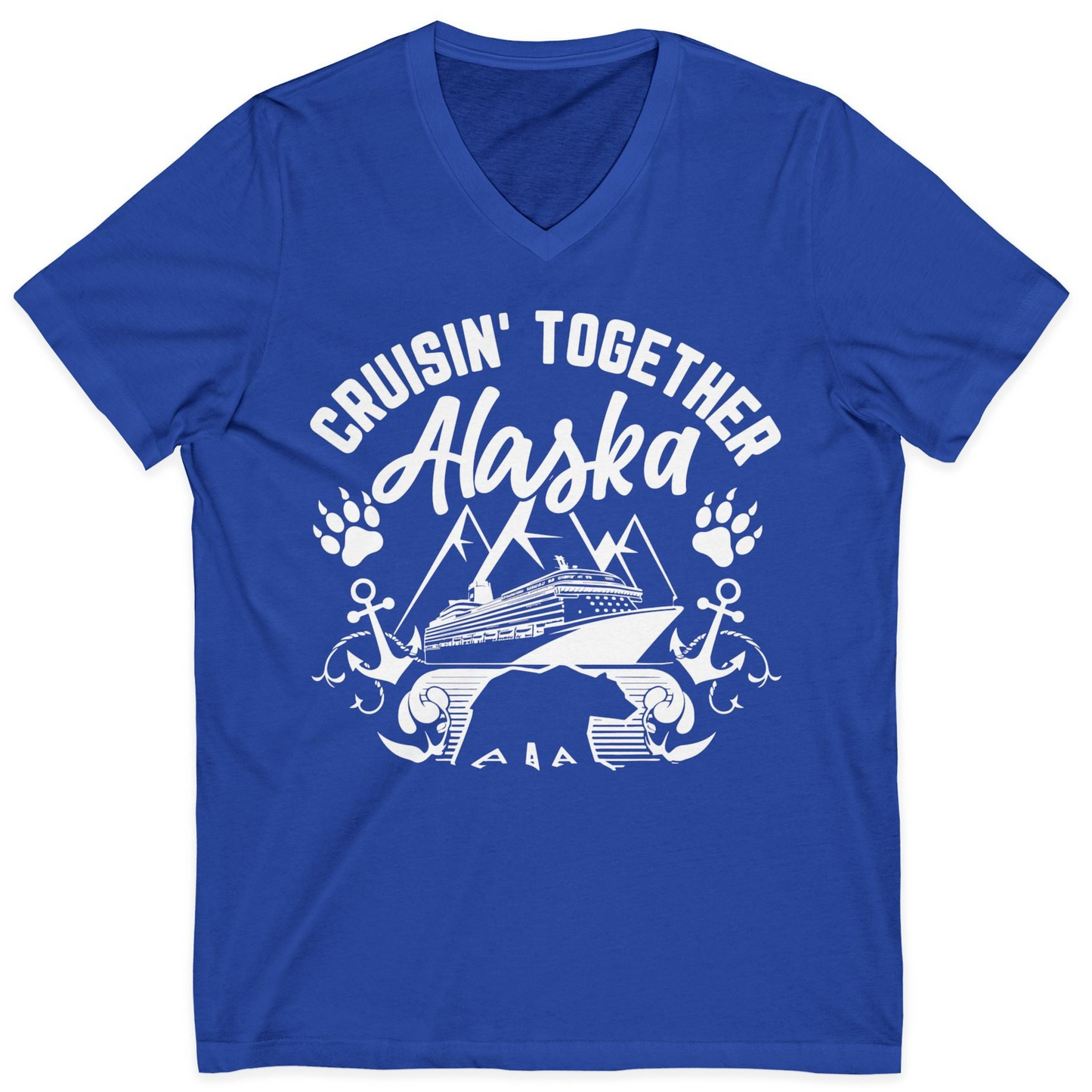 Alaska Cruise Adventure Shirt V-Neck Shirt – True Royal – Alaska Cruise Shirts